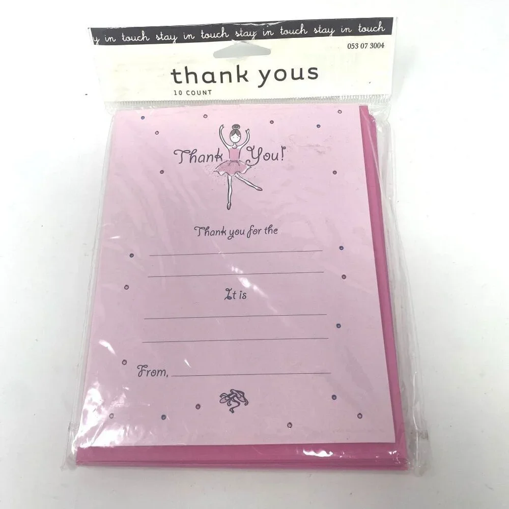 Target Pink Ballerina Kids Thank You Cards Envelopes 10 Count Gifts Stationery